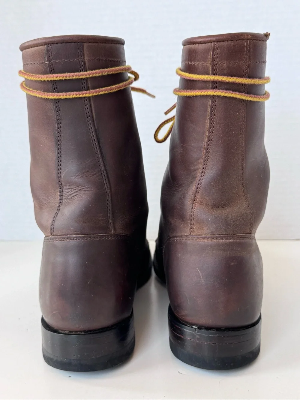 Justin Brown Leather Granny Lace up Kiltie Roper Western Cowgirl Boots Women 6.5